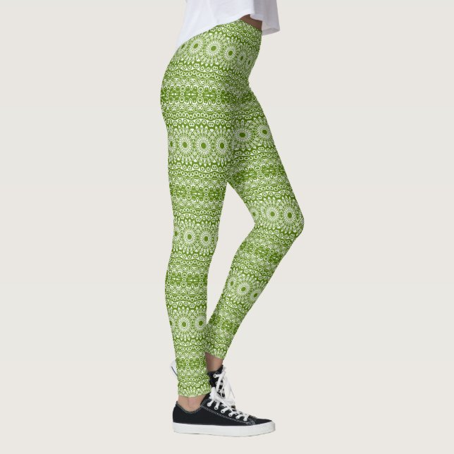 Legging Padrão Natural de Mandala Verde (Direita)
