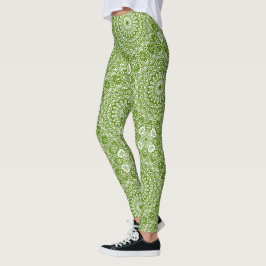 Legging Padrão Natural de Mandala Verde