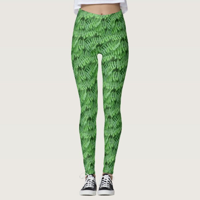 Legging Padrão Natural dos Ferns Verdes (Frente)