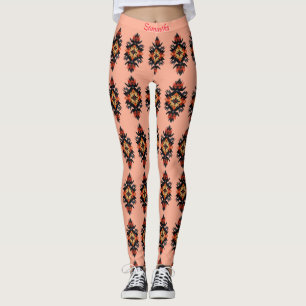 Legging Padrão Navajo Personalizado a Rosa Coral