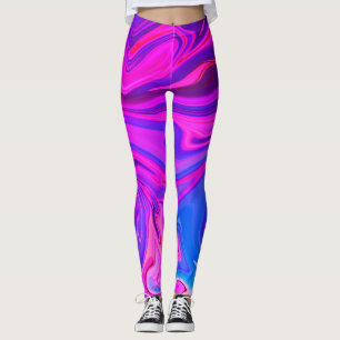 Legging Padrão Neon Blue Purple Abstrato