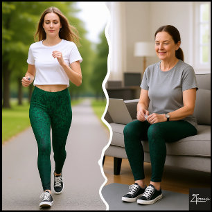 Legging Padrão Ombre Preto Abstrato Fragmentado Esmeralda