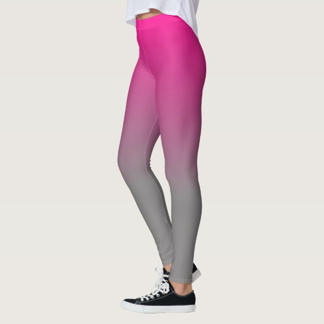 Legging Padrão Ombre Rosa Escuro e Cinza (Esquerda)