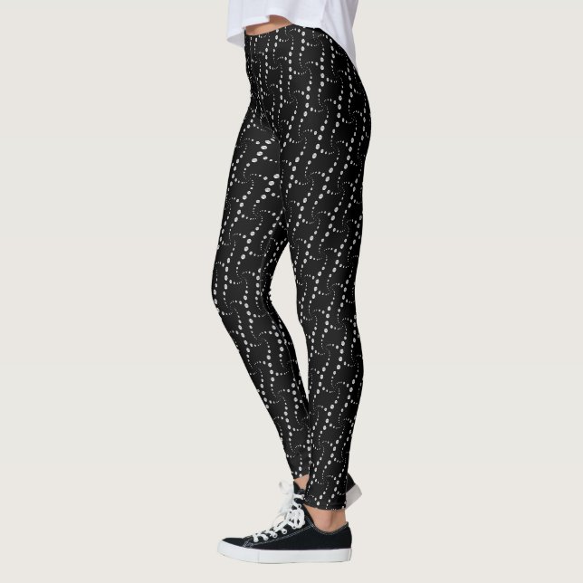 Legging Padrão Ondulado Pontilhado de Prata (Esquerda)