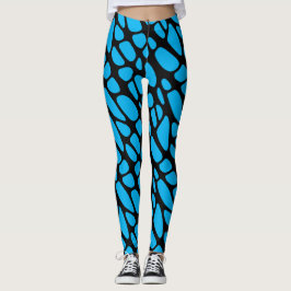 Legging Padrão orgânico da Web Abstrato azul e preto
