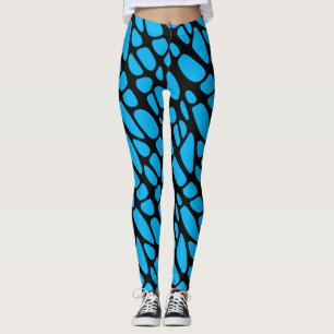 Legging Padrão orgânico da Web Abstrato azul e preto