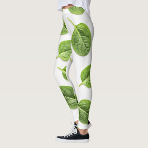Legging Padrão Orgânico De Folha De Espinafre Sem Costura