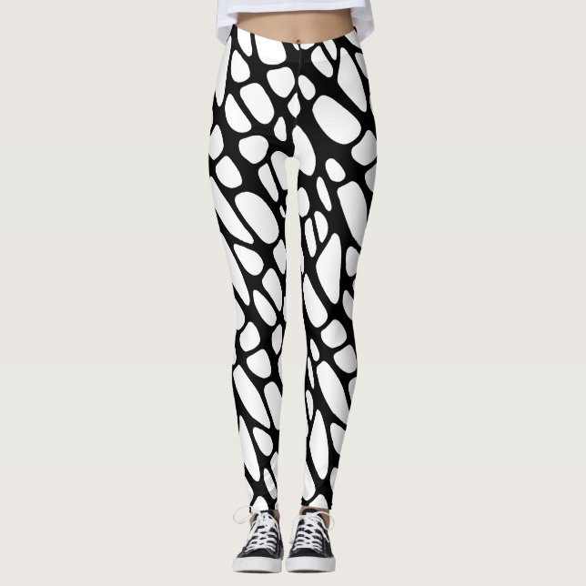 Legging Padrão Orgânico Gótico Preto e Branco (Frente)