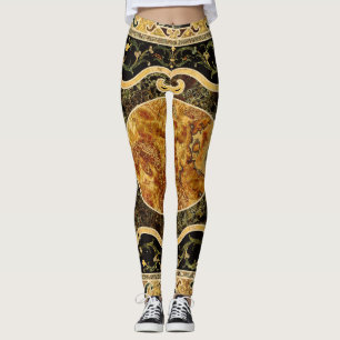 Legging Padrão Ornamental Antiquado De Gemstone Italiano