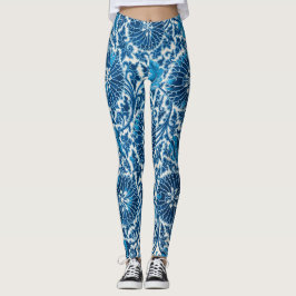 Legging Padrão Ornamental Ornamental Vintage Blue