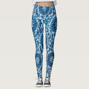 Legging Padrão Ornamental Ornamental Vintage Blue