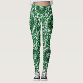 Legging Padrão Ornamental Ornamental Vintage Green