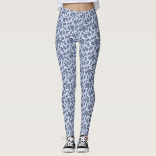 Legging Padrão Paisley Azul
