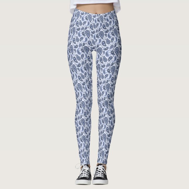 Legging Padrão Paisley Azul (Frente)