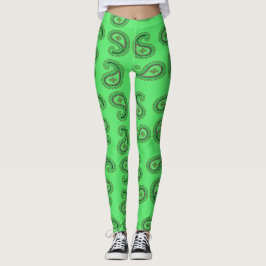 Legging Padrão paisley decorativo em verde