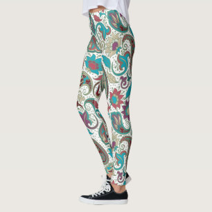 Legging Padrão paisley floral étnico colorido