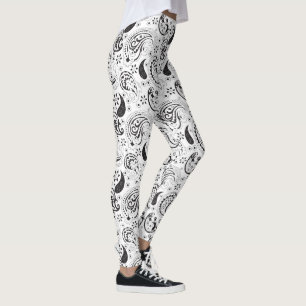 Legging Padrão Paisley Preto e Branco – Arte Textil Elegan