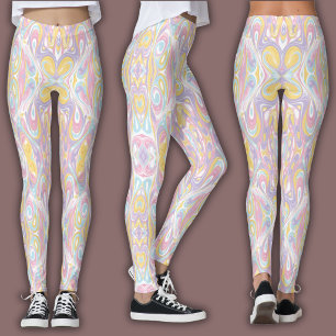 Legging Padrão Pastel Psicodélico   Mármore Líquido Groovy
