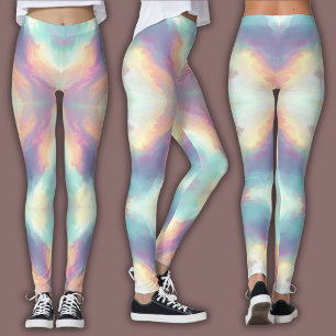 Legging Padrão Pastel Psiquedélico   Nebulosa Iridescente