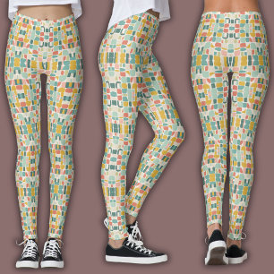 Legging Padrão Pastel Retro Póds Geométricos