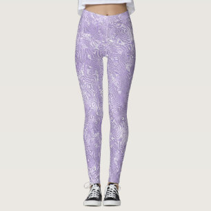 Legging Padrão Pequeno da Seda na Lavanda Lilac