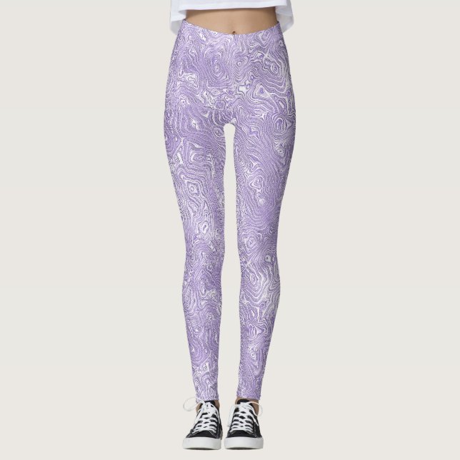 Legging Padrão Pequeno da Seda na Lavanda Lilac (Frente)