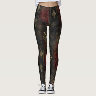 Legging Padrão Persa Dourado Damask Noir (4)