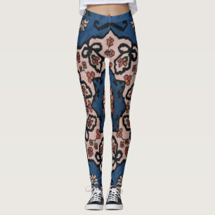 Legging Padrão Persa Turco Oriental Azul
