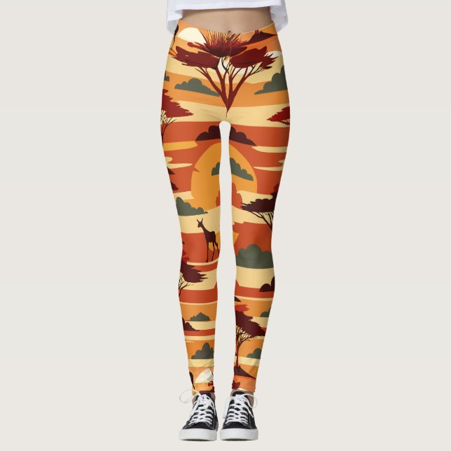 Legging Padrão Personalizado de Retrorização de Savanna Su (Frente)