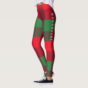 Legging Padrão Personalizado de Xadrez Red Buffalo de Nata