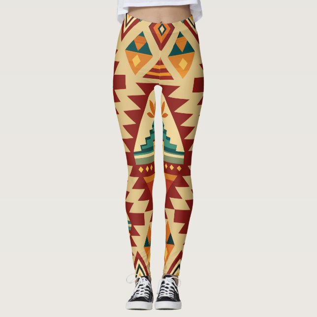 Legging Padrão Personalizado Retroativo dos Motifs Étnicos (Frente)