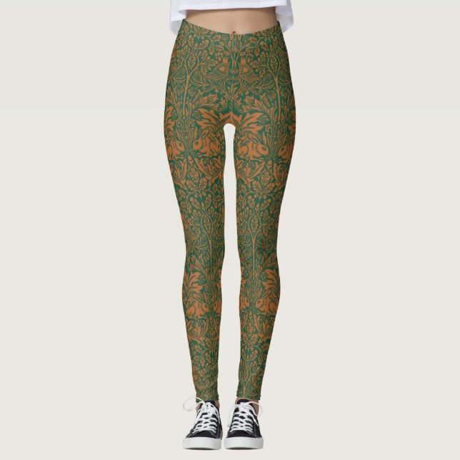 Legging Padrão Preto Âmbar Coelho Irmão William Morris (Frente)