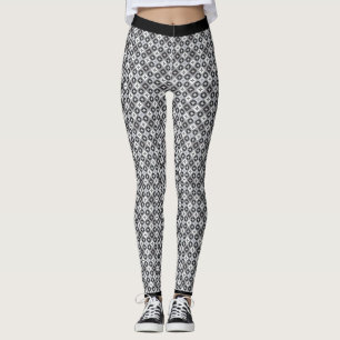 Legging Padrão preto, Cinza e branco