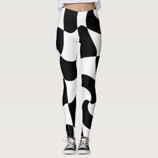 Legging padrão preto e branco do verificador