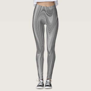 Legging padrão preto e branco líquido