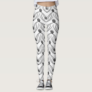 Legging Padrão Preto e Branco Sem Costura