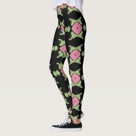 Legging Padrão Preto e Rosa