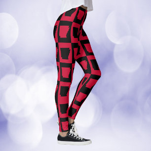 Legging Padrão Preto e Vermelho do Arkansas