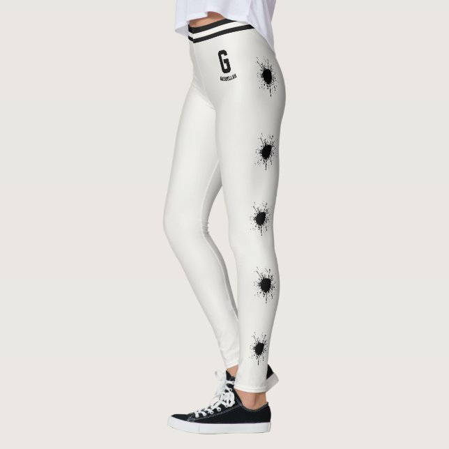 Legging Padrão Preto Neutro Personalizado Explosão de resp (Esquerda)