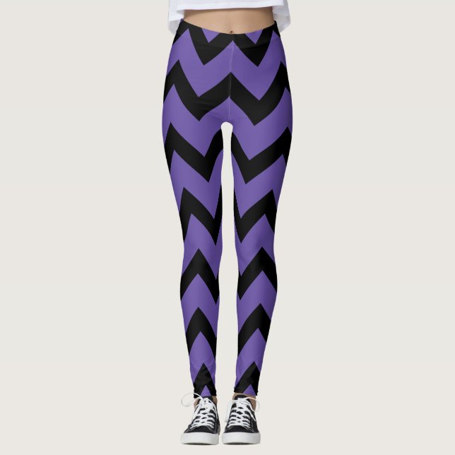 Legging Padrão preto violeta ultra violeta (Frente)