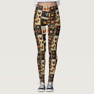 Legging Padrão Primitivo de Filtro de Arte Folclórica   ou