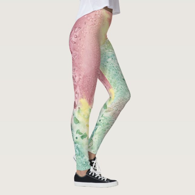 Legging Padrão Psicodélico Abstrato e Vibrante Explosão de (Direita)