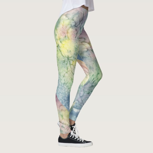 Legging Padrão Psicodélico de Cores Vibrantes Abstratas (Direita)