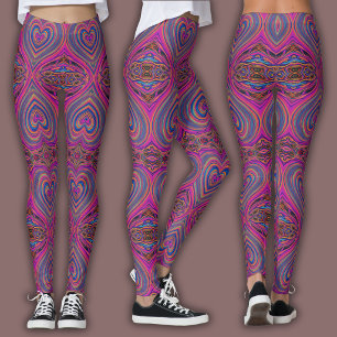Legging Padrão Psicodélico Vibrante Magenta/Azul Alucina