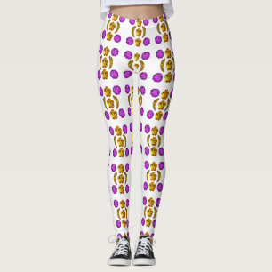 Legging Padrão Púrpura Amarelo