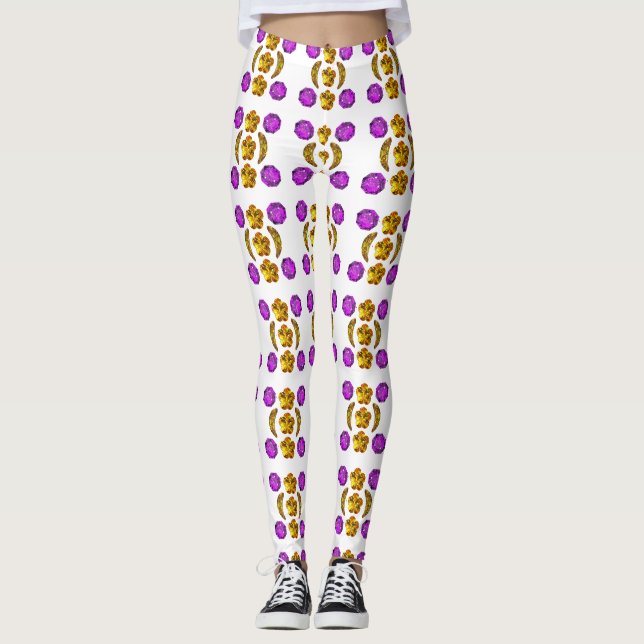 Legging Padrão Púrpura Amarelo (Frente)