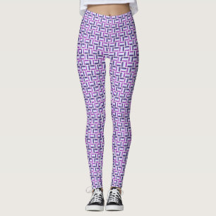 Legging Padrão Quadrado - Branco Violeta Azul