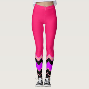 Legging Padrão quádruplo, cor-de-rosa quente, preto e bran