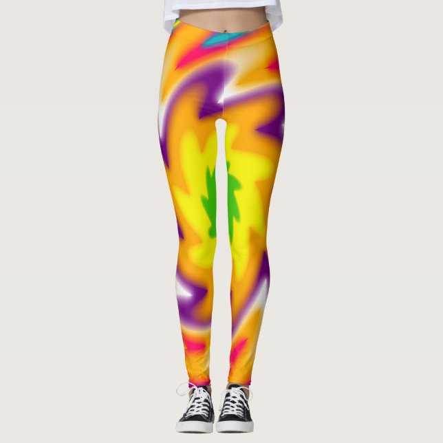 Legging Padrão radial colorido (Frente)