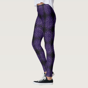 Legging Padrão Real de Abstrato Escuro Roxo Geométrico
